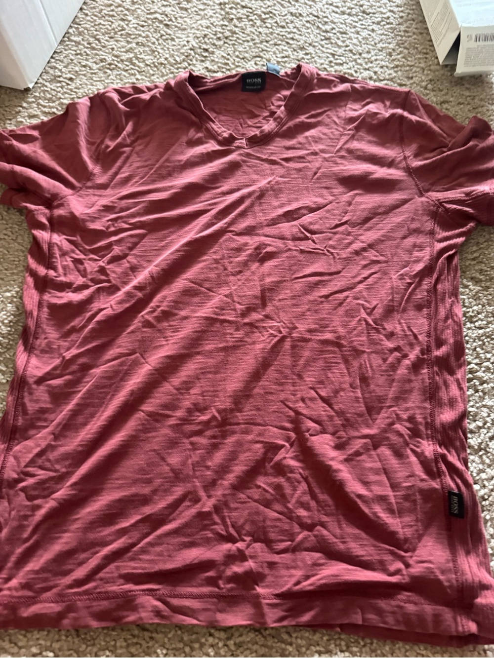 BOSS Men's Dusty Rose V-Neck Short Sleeve Tee